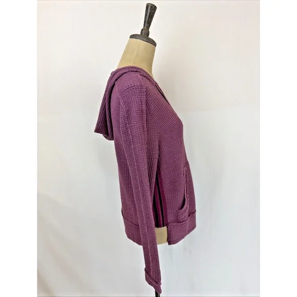 NWT XCVI Purple Thermal Hooded Long Sleeve Knit Top #0649 Size XL - Picture 4 of 8